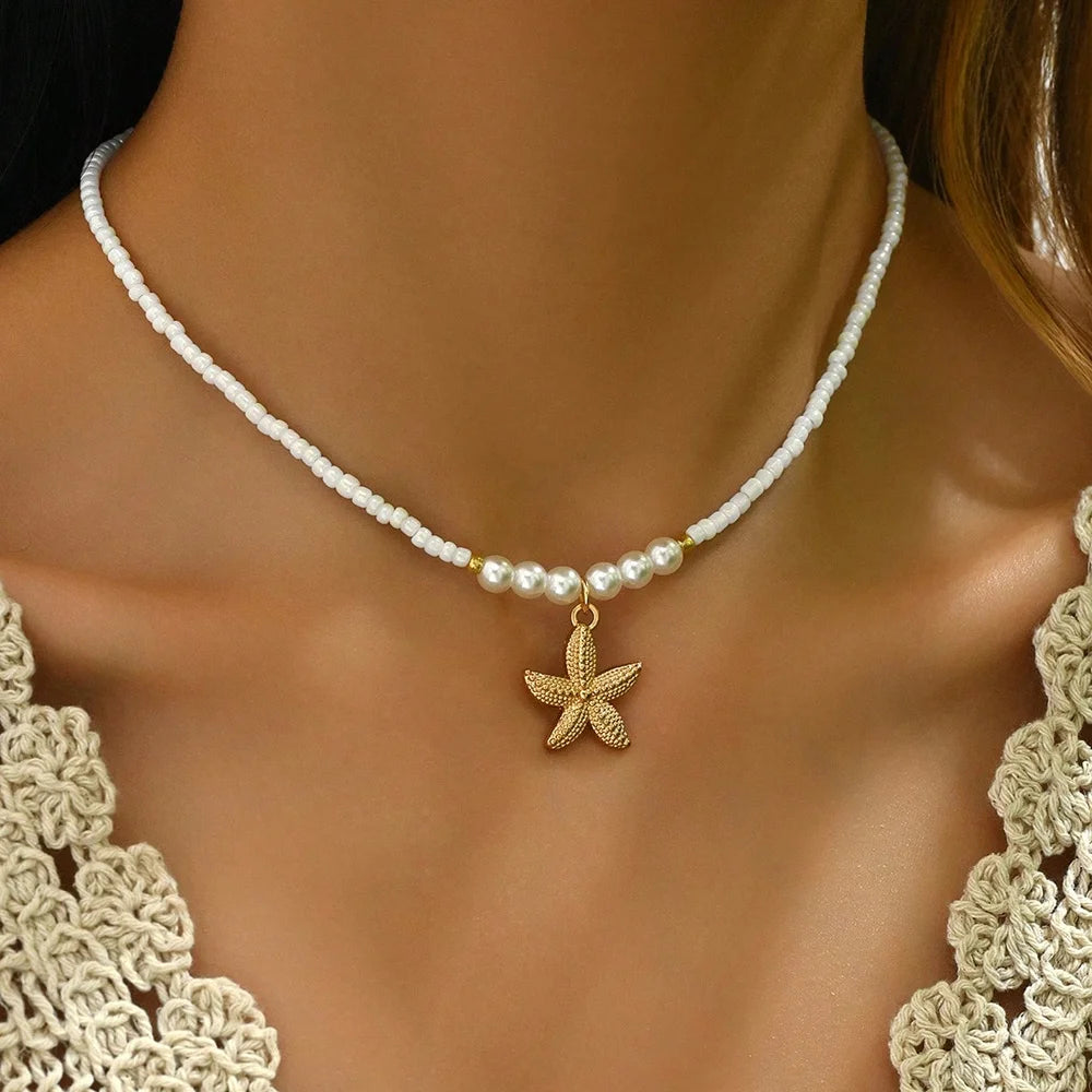 Modische natürliche Muschel-Perlen-Halskette, Muschel-Anhänger, vom Ozean inspirierter Schmuck, Halsband, geeignet für Frauen, Urlaub, Party, Alltag So ist Leben