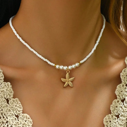Modische natürliche Muschel-Perlen-Halskette, Muschel-Anhänger, vom Ozean inspirierter Schmuck, Halsband, geeignet für Frauen, Urlaub, Party, Alltag So ist Leben