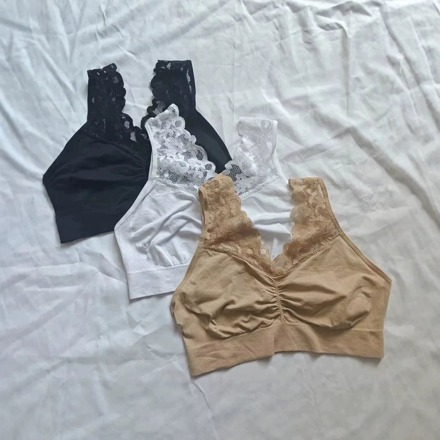 Stoßfester Sport-Bralette mit Spitzenbesatz, dünn, für den Sommer, ohne Stahlring, Unterwäsche ohne Brustpolster, atmungsaktiv, bequemer Sport-BH So ist Leben