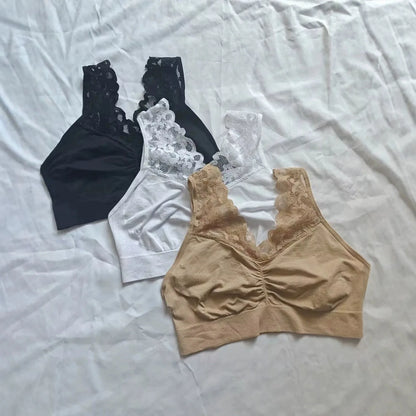 Stoßfester Sport-Bralette mit Spitzenbesatz, dünn, für den Sommer, ohne Stahlring, Unterwäsche ohne Brustpolster, atmungsaktiv, bequemer Sport-BH So ist Leben