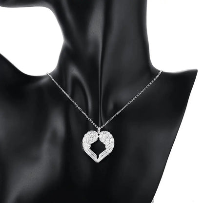 925 sterling Silber Engel flügel herz Anhänger Halskette Für Frauen luxus mode party hochzeit zubehör Schmuck Weihnachten geschenk So ist Leben
