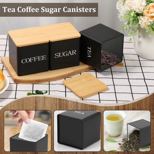 3Pcs Kaffee Bean Lagerung Kanister Tee Zucker Vakuum Versiegelt Gläser Eisen Kanister Wärme Küche Creme Kann Luftdichten Deckel So ist Leben