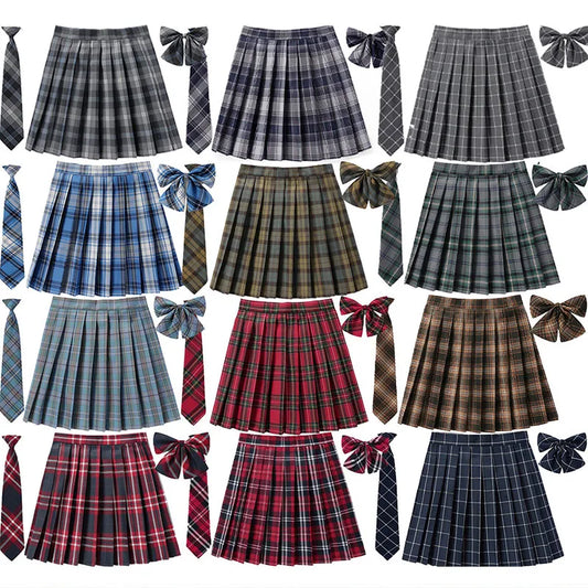 Frauen Hohe Taille Gefaltete Rock Plaid Krawatte Sommer Neue Harajuku Preppy Mini EINE Linie Japanische Schule Uniformen Mädchen Kawaii Rock So ist Leben