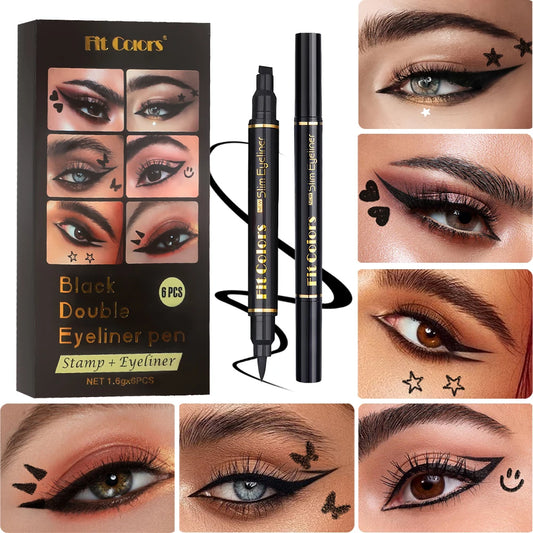Fit Colors Double-Ended Star Stamp Eyeliner-Set, wasserdicht und schweißfest, Love Plum verzierte Augenecken und Enden So ist Leben