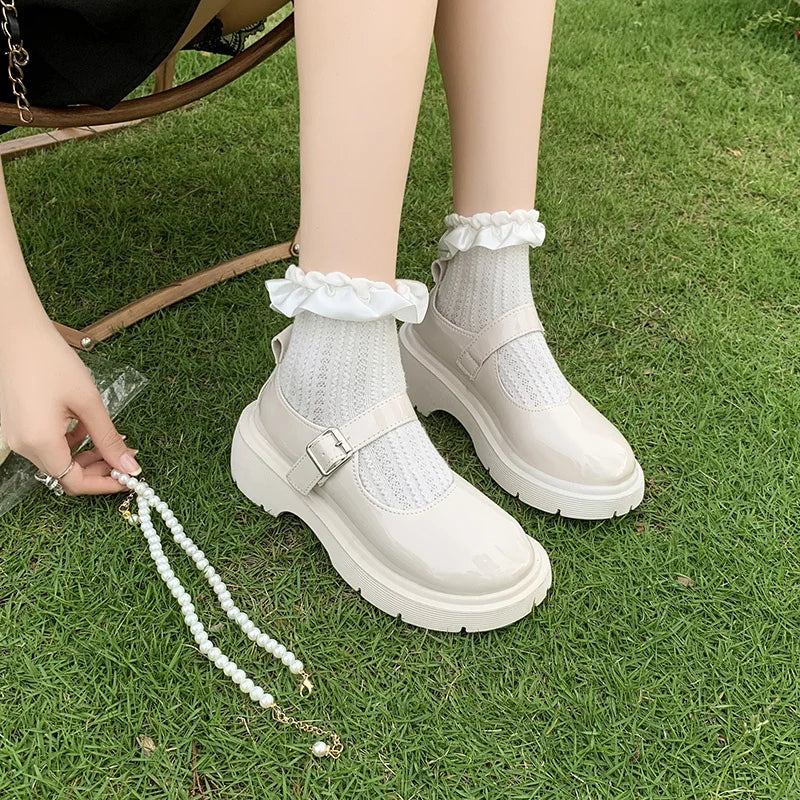 Frauen Luxus Perlen Mary Jane Leder Schuhe Frühling/Herbst Mode Bequeme Elegante Flache Schwarz Wanderschuhe Zapatos Mujer So ist Leben
