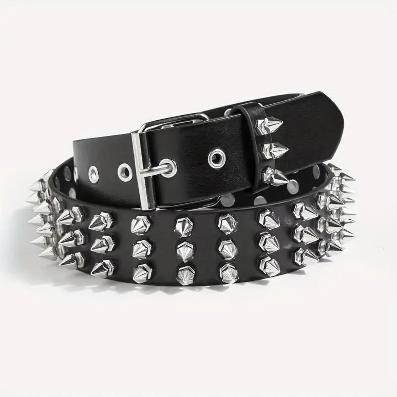 Neuer Stil Nieten-Schwarz-Punk-Stil-Gürtel mit Nadelschnalle, vielseitig und hochwertig für Frauen, Y2k-Gürtel, Denim-Gürtel für Männer und Frauen So ist Leben