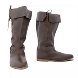 Mittelalterliche Renaissance-Lederhohe Stiefel für Männer und Frauen, halbe Haddock-Schuhe, Piratenkostüm, Retro-Schneestiefel mit klobigem Absatz und langen Schneestiefeln So ist Leben