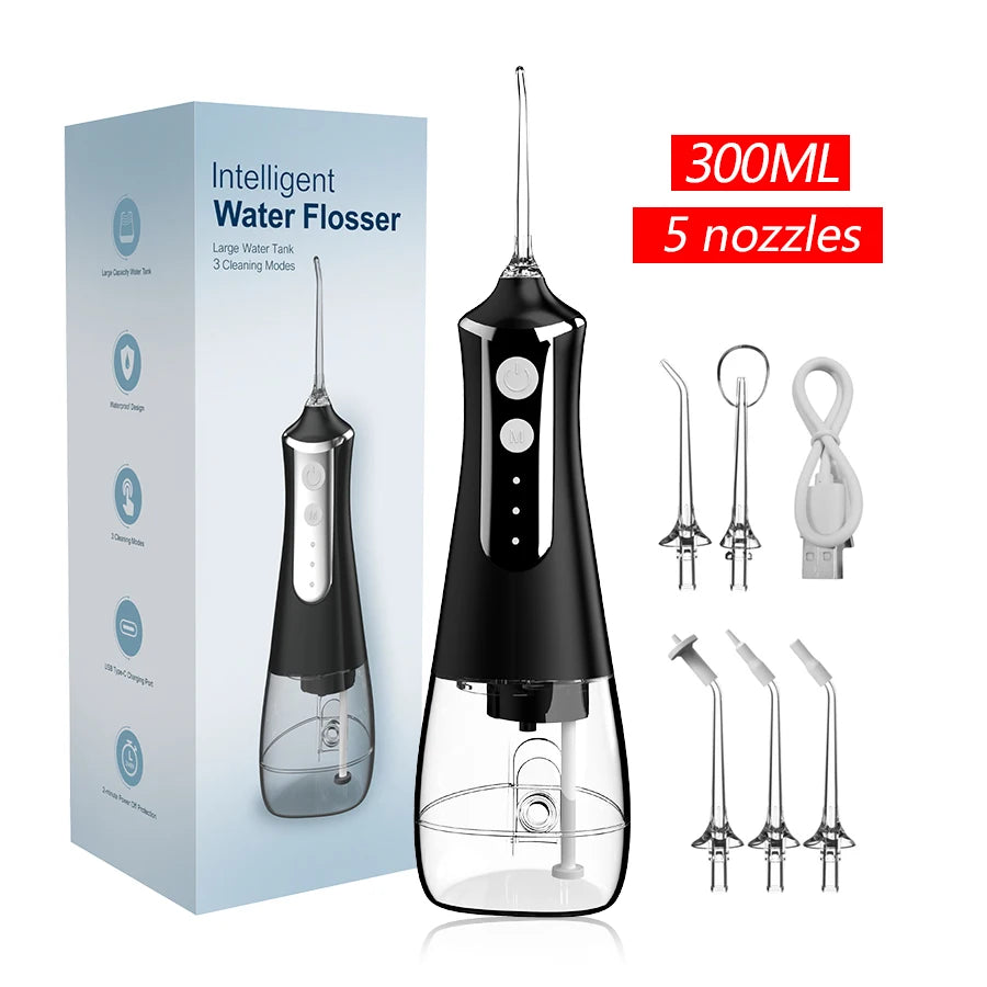 Dental Munddusche Wasser Flosser Gewinde Zähne Pick Mund Waschmaschine 5 Düsen 3 Modi USB Aufladbare 300 ml Tank So ist Leben