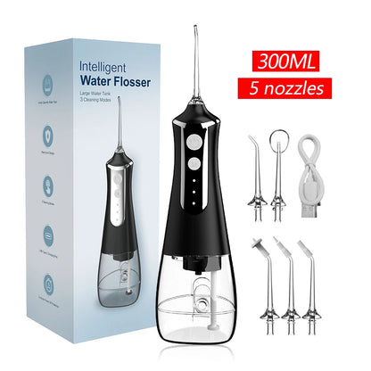Dental Munddusche Wasser Flosser Gewinde Zähne Pick Mund Waschmaschine 5 Düsen 3 Modi USB Aufladbare 300 ml Tank So ist Leben