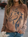Pferd Weihnachtsbaum 3D Druck Raglanärmel Sweatshirts Damen Übergroße Pullover Hoodies Weibliche Streetwear Frau Kleidung So ist Leben