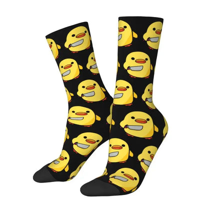 Enten mit Messer Herren Crew Socken Unisex Mode Tier Cartoon Frühling Sommer Herbst Winter Kleid Socken So ist Leben