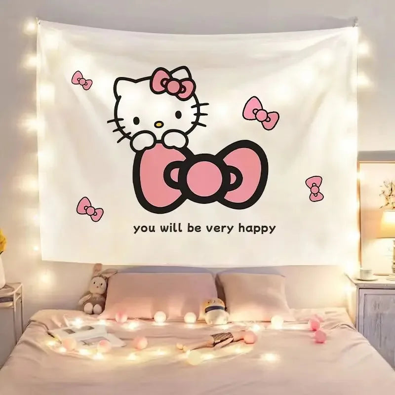Hello‑Kitty Wandteppich im modernen Cartoon‑Stil