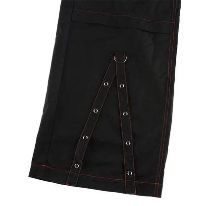 Gothic Frauen Punk Cargo Hosen Dark Academia Ästhetische Hohe Taille Baggy Hosen mit Taschen Grunge Streetwear Y2k So ist Leben
