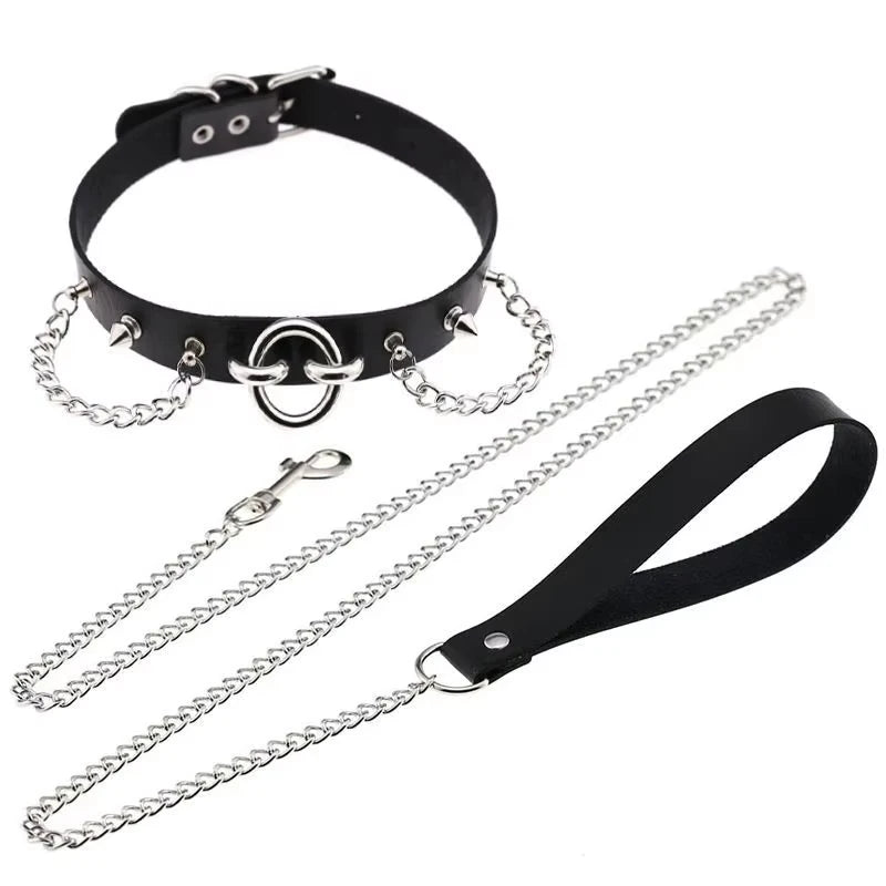 Leder Halsreif Herz Kragen und Leine mit Ketten BDSM Halsreif unterwürfigen Kragen für weibliche Fetischisten BDSM Sex Leine Punk Goth So ist Leben