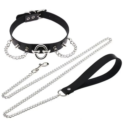 Leder Halsreif Herz Kragen und Leine mit Ketten BDSM Halsreif unterwürfigen Kragen für weibliche Fetischisten BDSM Sex Leine Punk Goth So ist Leben