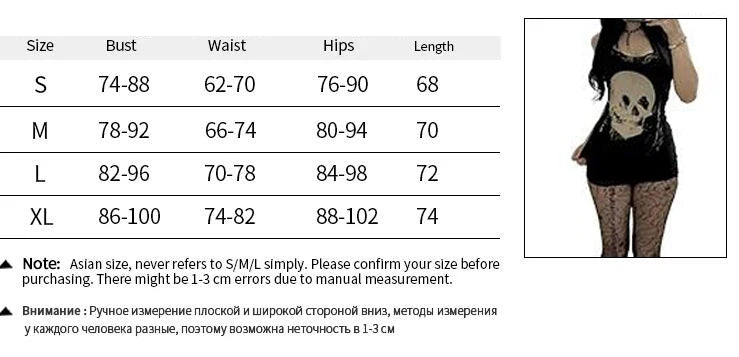 2024 neue Retro Punk Gothic Kleid Frauen Streetwear Harajuku Schädel gedruckt ärmellose hohe Taille Bodycon Kleid Grunge Rave Outfits So ist Leben