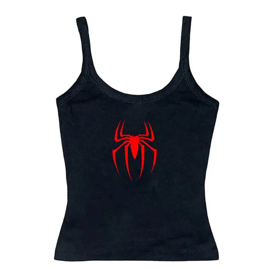 Y2k Tank Tops Sexy Frauen Sommer Camis Punk Y2K Harajuku Ärmellose Spinne Gedruckt Strumpfhosen Weste Femme Streetwear Grafik EMO Mädchen - So ist Leben