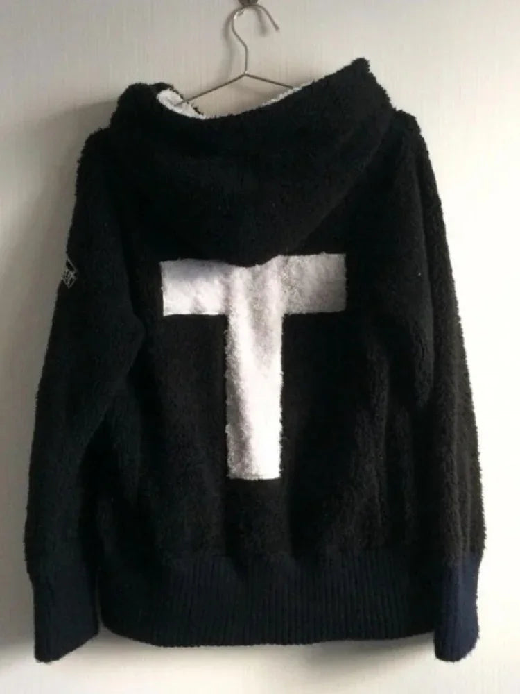 Y2k Lamm Wolle Jacken Frauen Gothic Hoodies Kreuz Schädel Grunge Zipper Sweatshirts Vintage Casual Mit Kapuze Mäntel Harajuku Streetwear So ist Leben