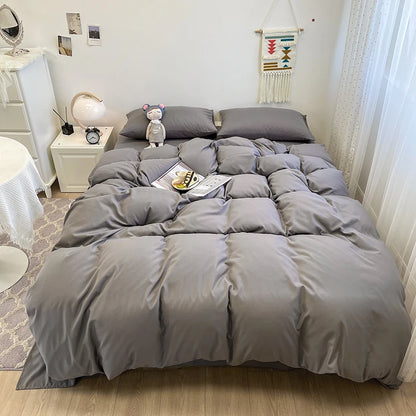 Schwarzes Bettwäsche set weiches Bettwäsche set gewaschener Baumwoll bett bezug Kissen bezug und Bettlaken постельное бельё набор Home Bettwäsche So ist Leben