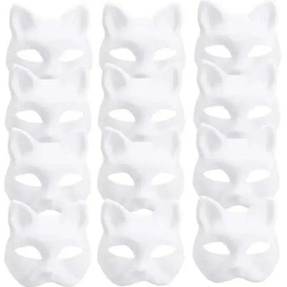 5PCS Therian Masken Weiße Katze Masken Blank DIY Halloween Maske Tier Halbe Gesichtsmasken Maskerade Cosplay Party - So ist Leben