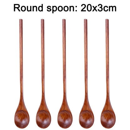 10/1Pcs Holz Tee Löffel Kochen Rühren Suppe Scoop Lange Hand Ellipse Küche Geschirr Set Kaffee Dessert Honig rühren Teelöffel So ist Leben