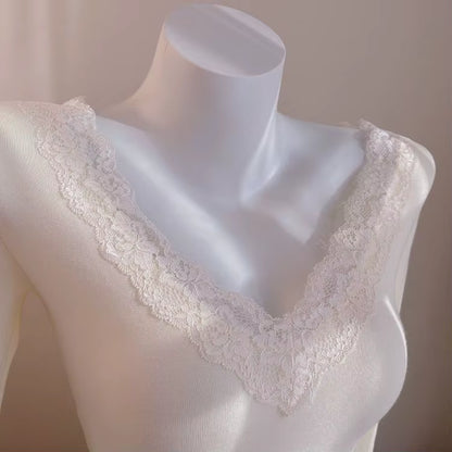 Spitzen‑Langarmshirt im französischen Stil für kreative Frauen So ist Leben