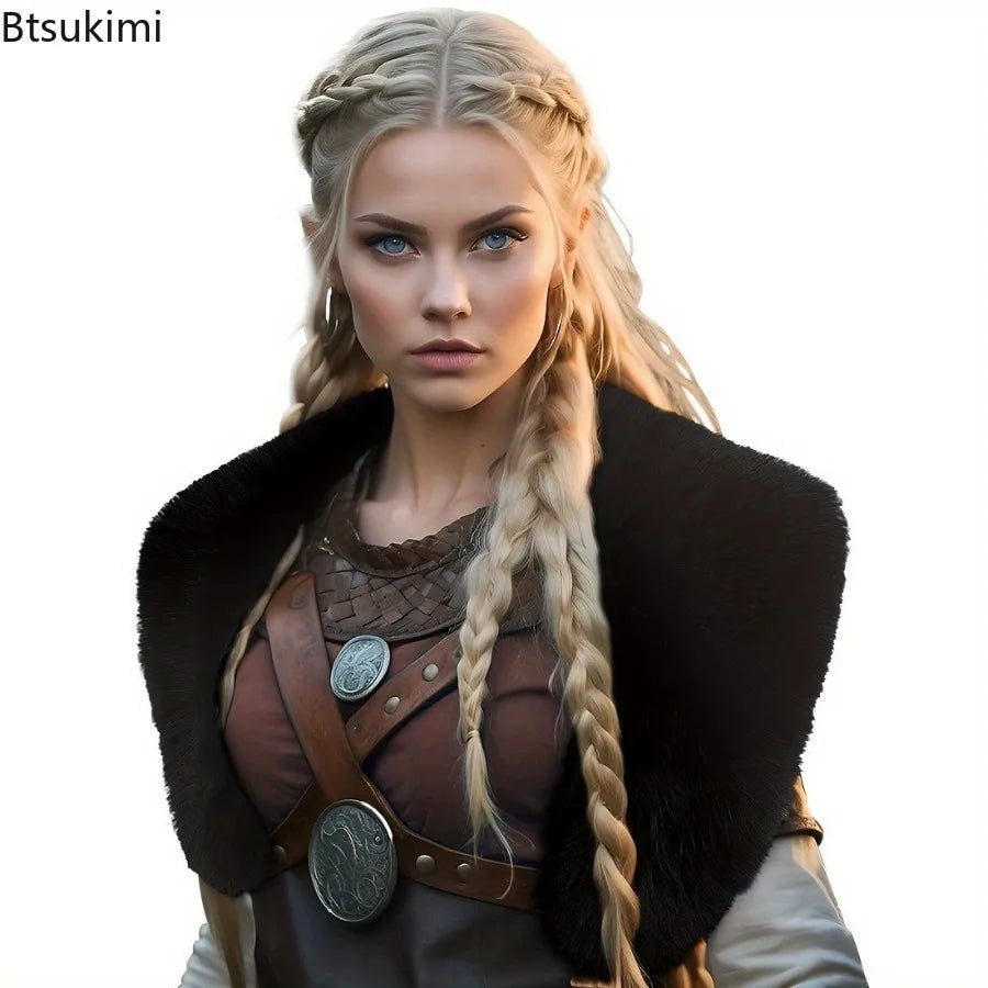 Pelzkragen Winterkleidung König Krieger Umhang Wikinger Pelzschal Mittelalterlicher Krieger Kunstpelz Umhang Halloween Cosplay Kostüm So ist Leben