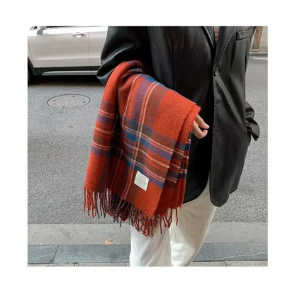 Retro koreanischen Stil Damen Schal Winter warm Quastenbesatz Nachahmung Kaschmir Schal Wrap Polyester frisch süß cremiger Stil So ist Leben