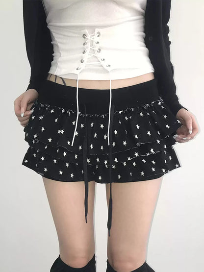 Genayooa Y2k Japanischen Rock Frauen Dot Mini A-linie Plissee Röcke Streetwear Koreanischen Stil Unregelmäßige Röcke E-mädchen Kurzen rock So ist Leben