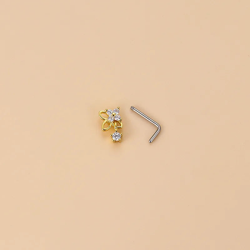 20G L-förmiger Kubischer Zirkonia Nasenstecker, Chirurgischer 316L Edelstahl Nasen-Lippen-Ohr-Piercing-Schmuck für Frauen Mädchen Trendig So ist Leben