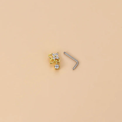 20G L-förmiger Kubischer Zirkonia Nasenstecker, Chirurgischer 316L Edelstahl Nasen-Lippen-Ohr-Piercing-Schmuck für Frauen Mädchen Trendig So ist Leben