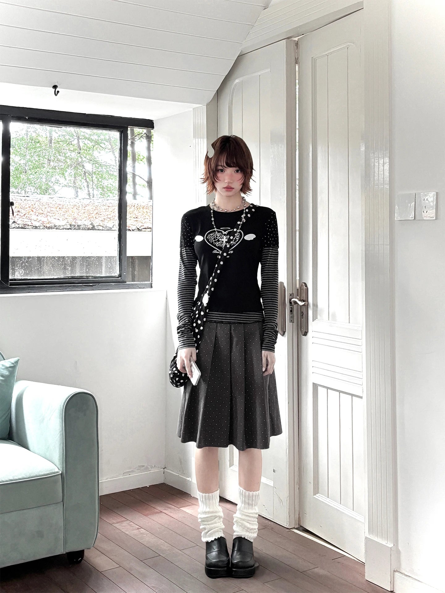 Genayooa Y2k Fairycore Damen T-Shirt Patchwork Langarm Print Grafik Tops Streetwear Ästhetische 2000er Jahre T-Shirts Japanischer Stil So ist Leben