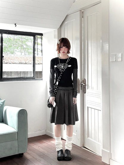 Genayooa Y2k Fairycore Damen T-Shirt Patchwork Langarm Print Grafik Tops Streetwear Ästhetische 2000er Jahre T-Shirts Japanischer Stil So ist Leben