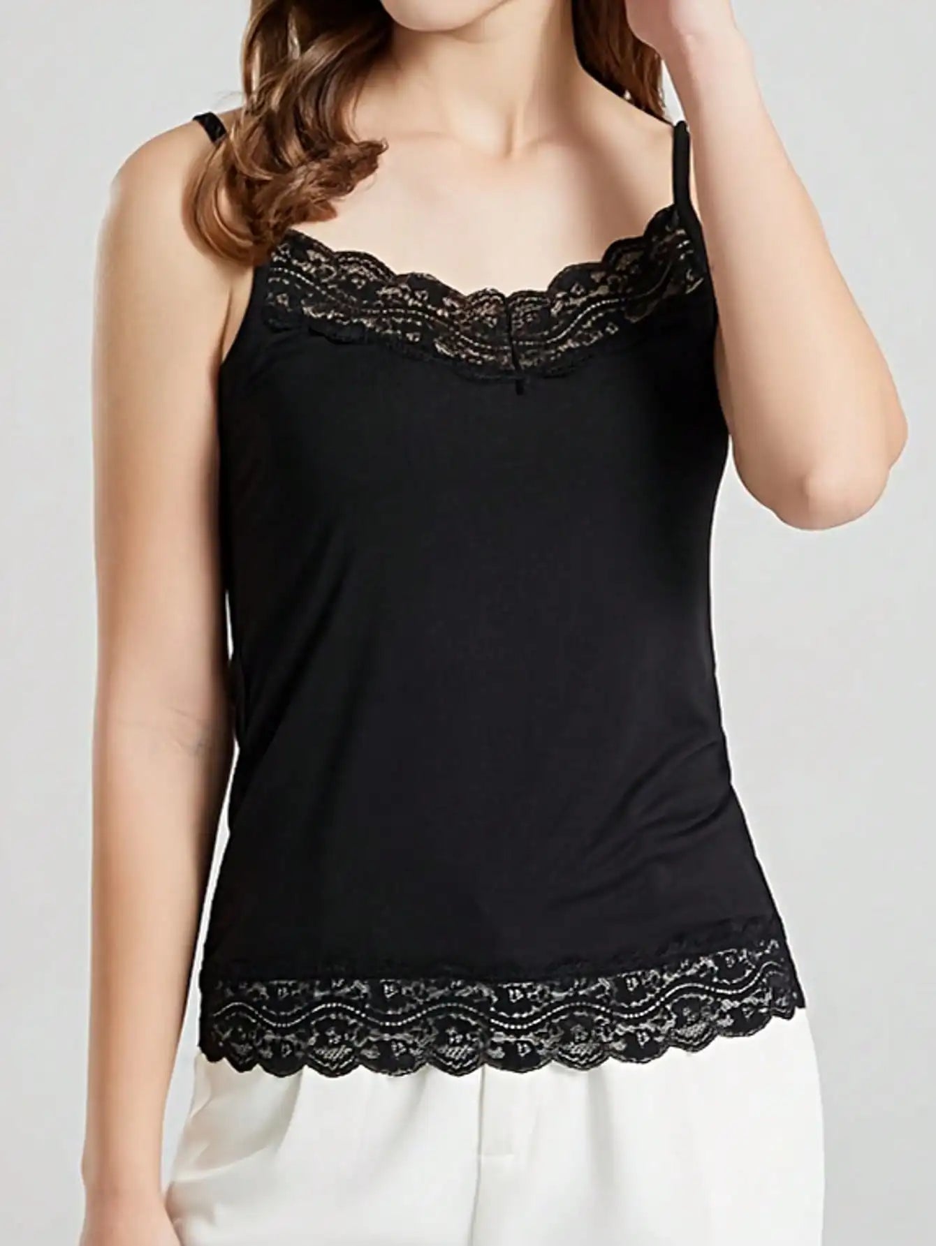 3-teiliges Damen-Cami-Tanktop mit Spitze und Blumenmuster, vielseitige und einfache Oberbekleidung, lässige, bequeme Sommeroberteile So ist Leben