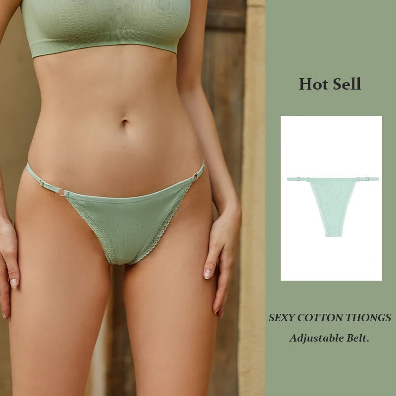 Sexy Frauen Baumwolle Tangas verstellbaren Gürtel nahtlosen Höschen atmungsaktive niedrige Taille Dessous weibliche weiche einfarbige Intimates So ist Leben