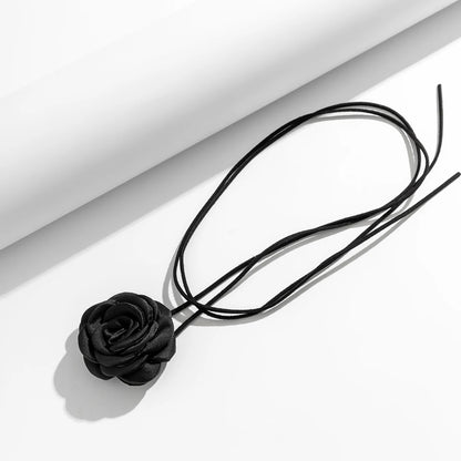 Romantische Gothic Große Rose Blume Schlüsselbein Kette Halskette für Frauen Damen Koreanische Mode Einstellbare Seil Halsband Y2K Zubehör So ist Leben