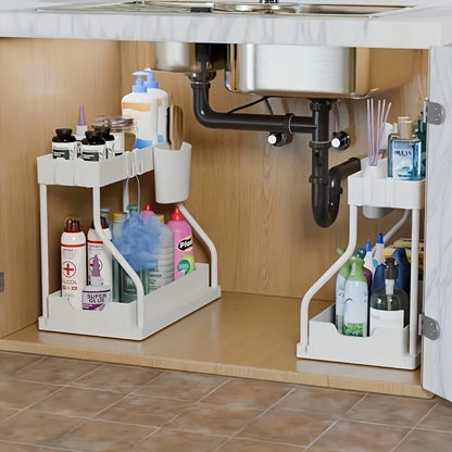 Platzsparender 2-stufiger Organizer unter dem Waschbecken, herausziehbare Aufbewahrungsbox, langlebig, großes Fassungsvermögen, für Küche und Badezimmer, unverzichtbarer Schubladen-Organizer So ist Leben