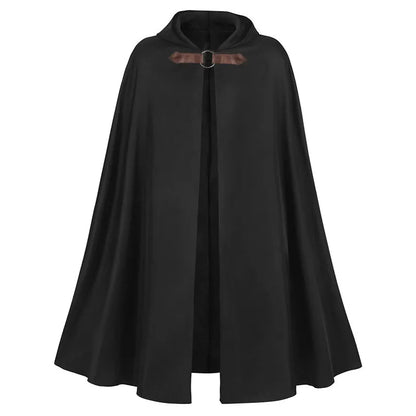 Mittelalterlicher schwarzer Kapuzenumhang Halloween Retro Battle Warrior Cosplay Kostüm Umhang Erwachsene und Kinder verkleiden sich So ist Leben