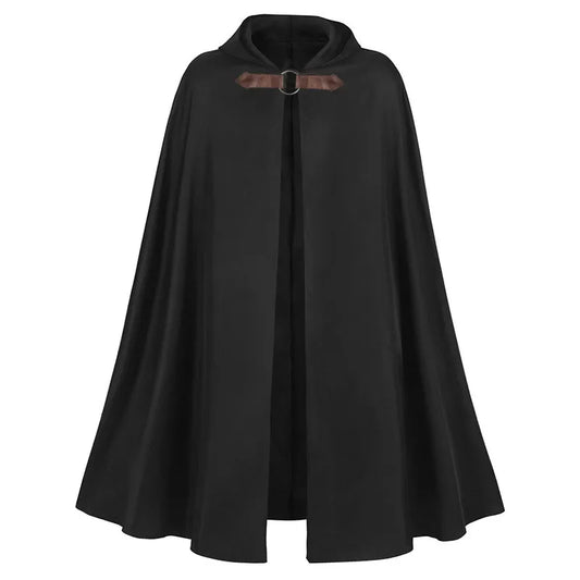 Mittelalterlicher schwarzer Kapuzenumhang Halloween Retro Battle Warrior Cosplay Kostüm Umhang Erwachsene und Kinder verkleiden sich So ist Leben