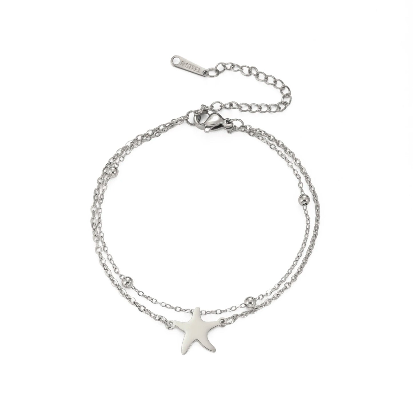LIKGREAT Edelstahl-Seestern-Fußkettchen für Damen, verstellbare Strand-Fußkette, doppellagiges Sommer-Knöchelarmband, Schmuck, Geschenk So ist Leben