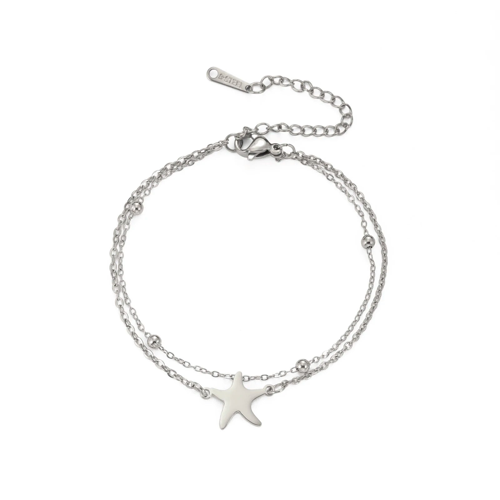 LIKGREAT Edelstahl-Seestern-Fußkettchen für Damen, verstellbare Strand-Fußkette, doppellagiges Sommer-Knöchelarmband, Schmuck, Geschenk So ist Leben