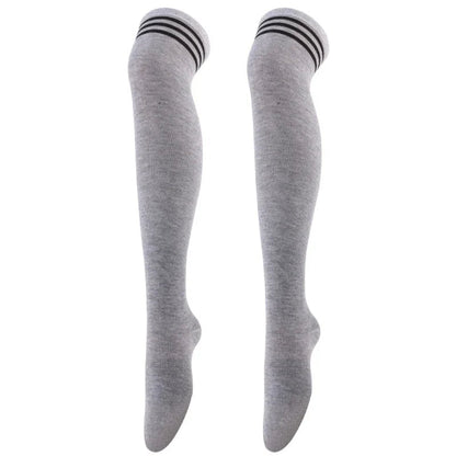 Overknee-Oberschenkelstrümpfe für Damen im akademischen Stil, schwarz-weiß gestreift, lange Socken, Overknee-Strümpfe für Damen und Mädchen, warmes Knie So ist Leben