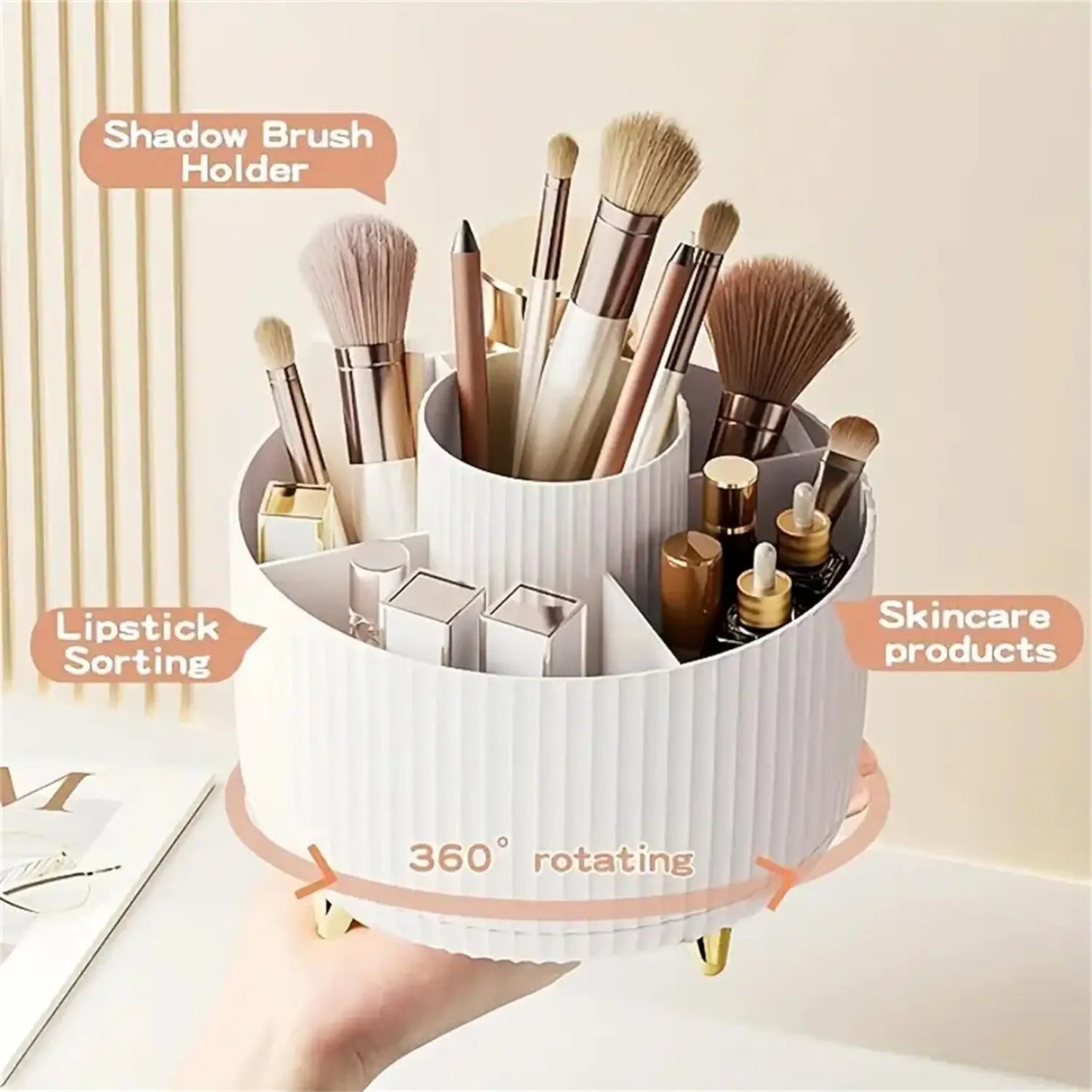 360 °   Rotierender Make-up-Organizer – 1 Stück Kunststoff-Kosmetikaufbewahrung mit 5 Fächern – multifunktionaler Halter für Pinsel So ist Leben