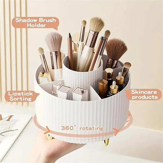 360 °   Rotierender Make-up-Organizer – 1 Stück Kunststoff-Kosmetikaufbewahrung mit 5 Fächern – multifunktionaler Halter für Pinsel So ist Leben