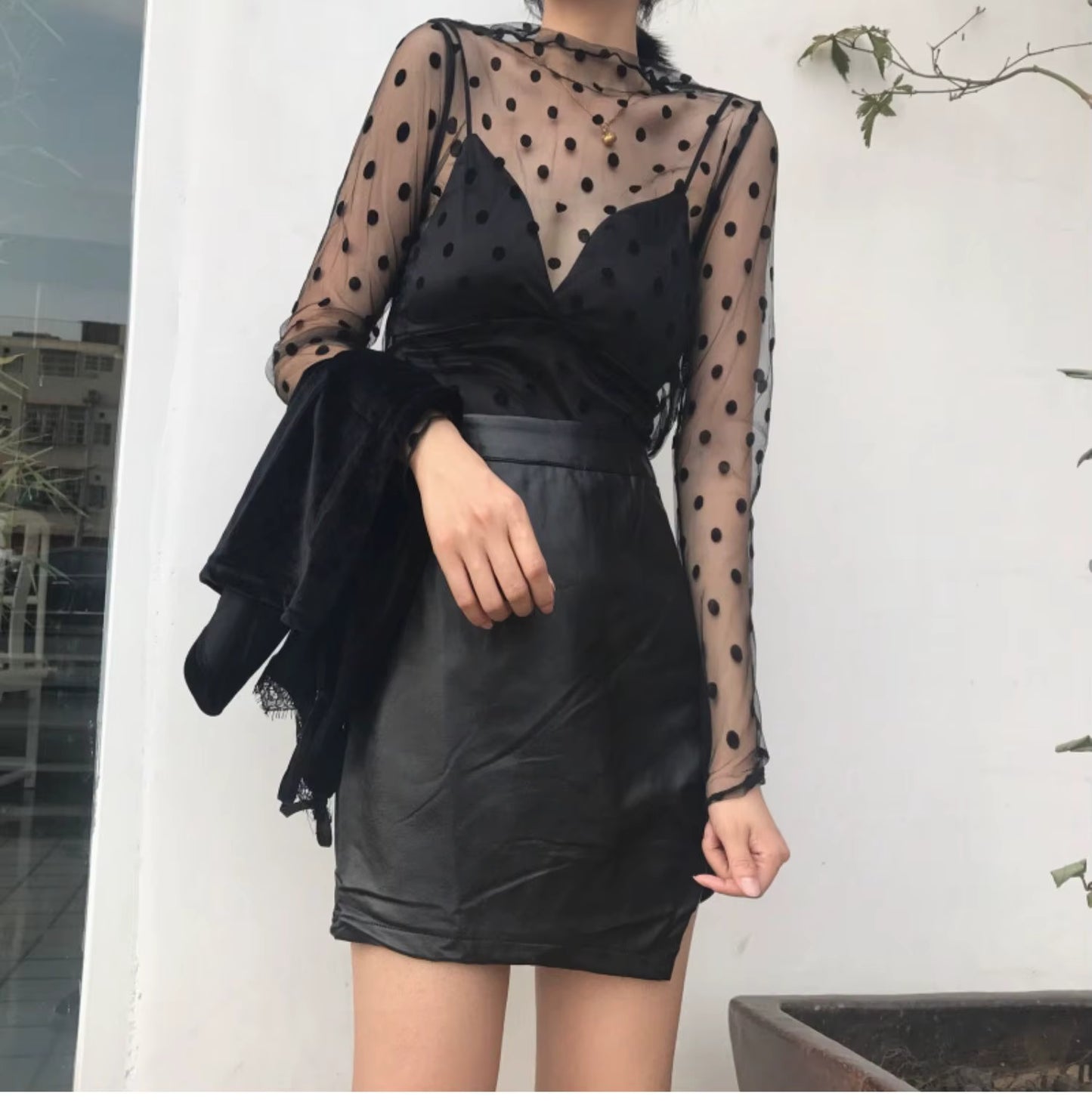 Damen Mesh Langarmshirt Modern mit Spitzenakzent So ist Leben