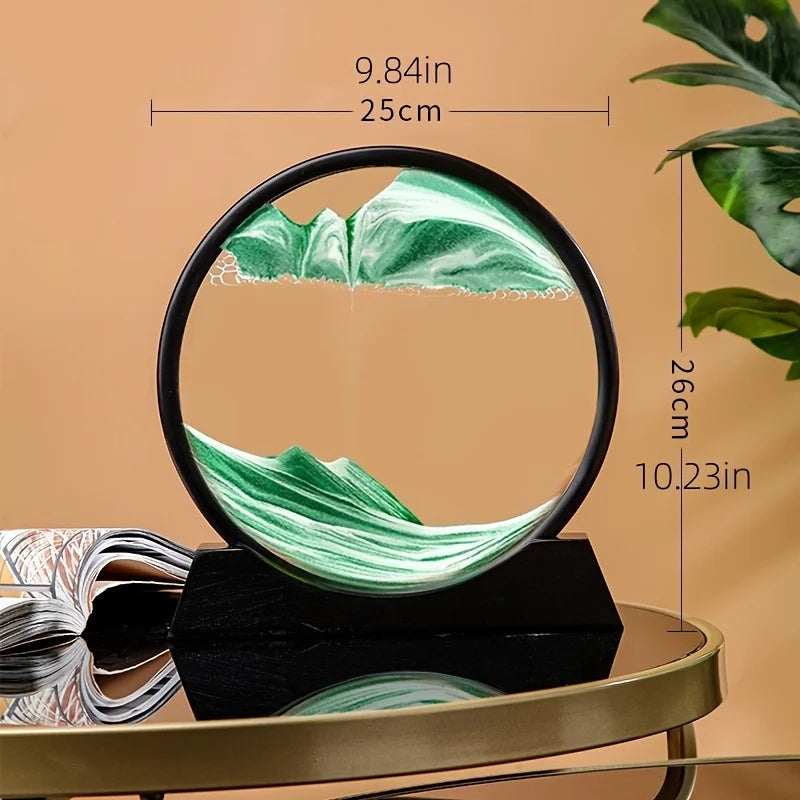 1 Stück 3D Runde Glas-Sanduhr mit Beweglichem Sand, Sandlandschaften als Heimdekoration, Einzigartiges Schreibtisch-Dekor - Bewegliche Sanduhr So ist Leben
