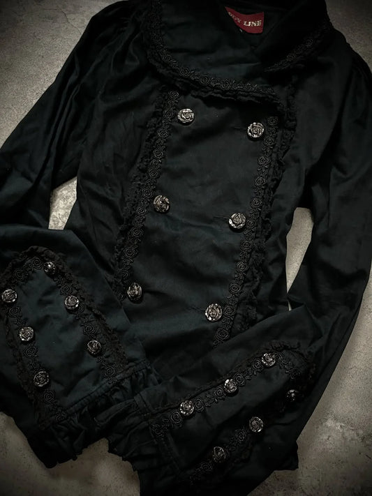 Y2k Amerikanische Schwarze Gothic Retro Knopfjacke mit Hohem Kragen, Schlanke Damenjacke für Frühling und Herbst, Dünne Hot-Girl-Jacke mit Manschetten, Lässige Motorradjacke So ist Leben