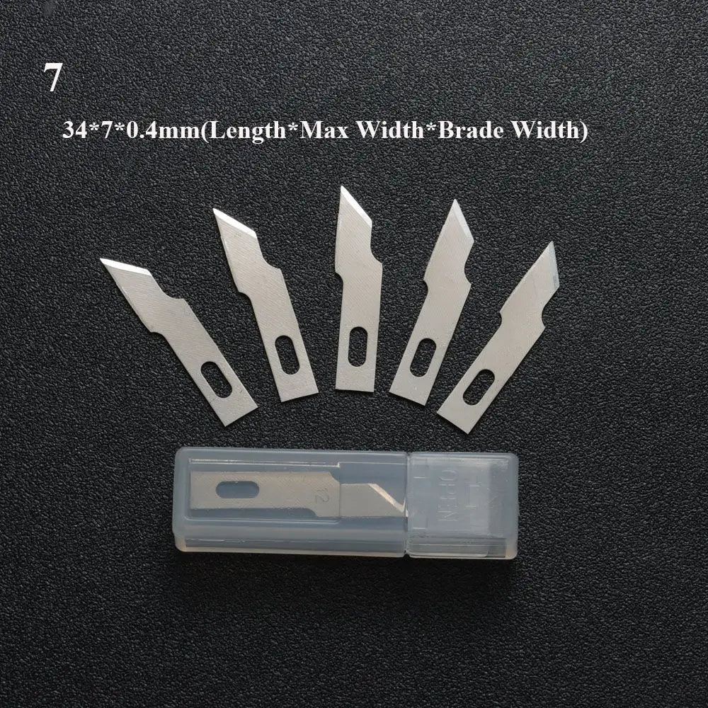 10PCS Klingen Cutter Handwerk Holz Carving Messer Gravur Nicht-Slip Metall Skalpell Messer Teile Handy PCB Reparatur hand Werkzeuge So ist Leben