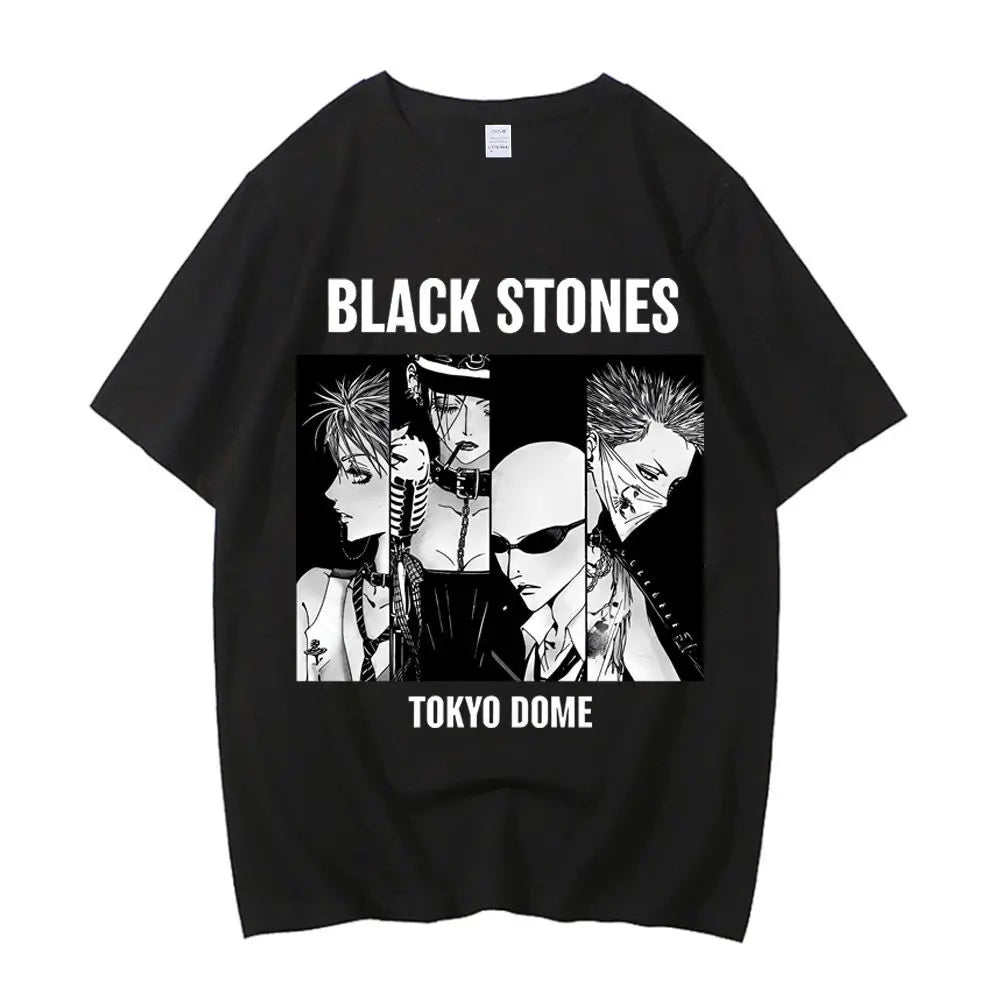 Black Stones Nana Osaki Baumwoll-T-Shirt männlich Y2k Grafik Pastell ästhetisches T-Shirt 2000er Kawaii Pastell Anime 2000er Bequem So ist Leben