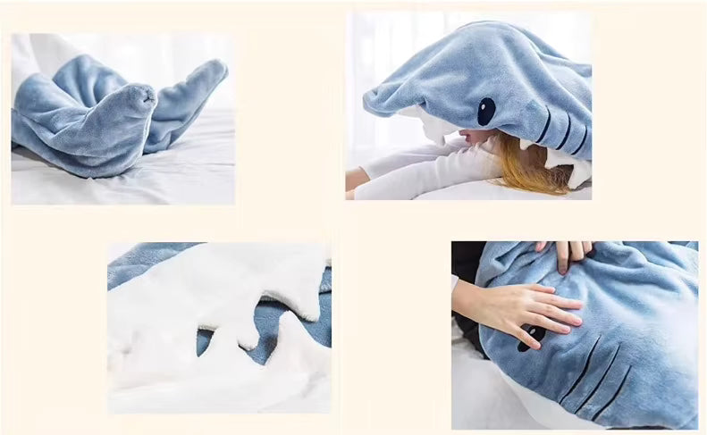 Shark Decken‑Hoodie – Warme Cartoon Homewear für Winter So ist Leben